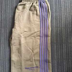 Beige and Purple Men's Joggers by